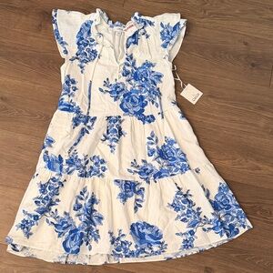 White and Blue Floral Dress
